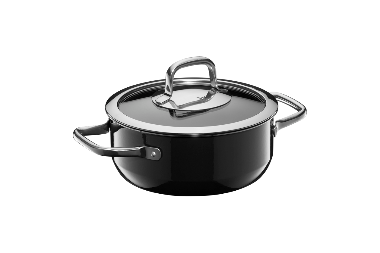 Низкая кастрюля с крышкой WMF Fusiontec Compact Black 24 см